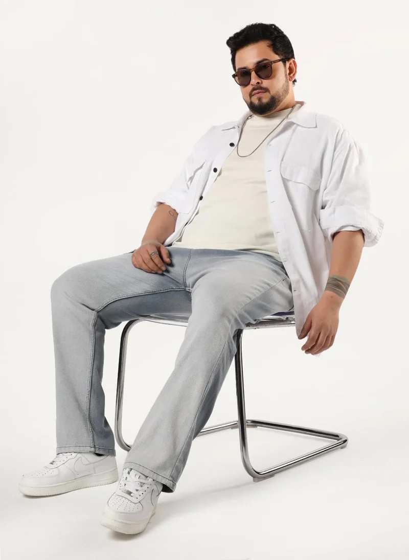 Urbano Fashion  Urbano Plus Men's Grey Straight Fit Heavy Washed Faded Denim Jeans Stretchable for Men | Best Price UAE